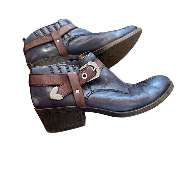 Maya Selma navy leather and brown booties - Picture 1 of 8